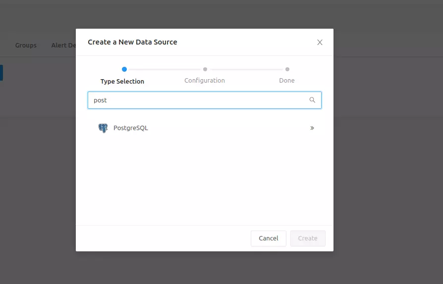 redashのデータソース選択画面