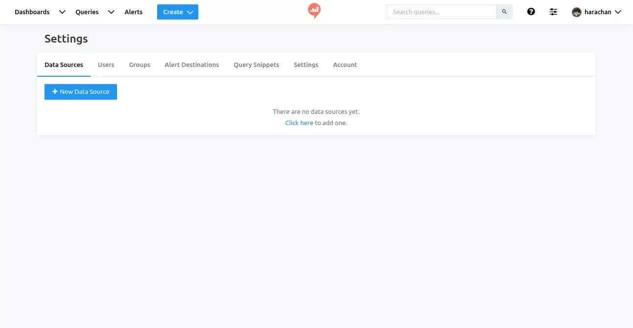 redashの管理画面