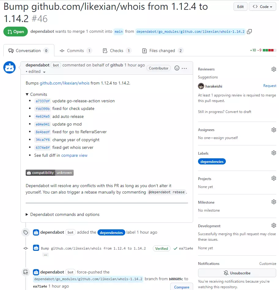 Dependabotの作成したPR